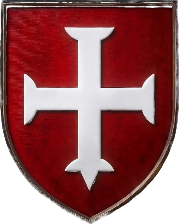 Emblème de Crans-près-Céligny : écu de gueules à la croix tréflée d'argent, bordure de cuivre.